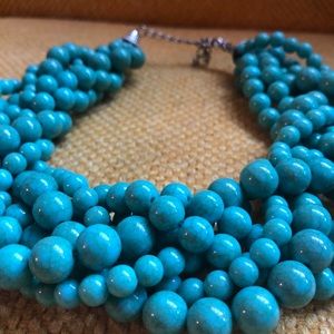Beaded chunky  necklace- turquoise color